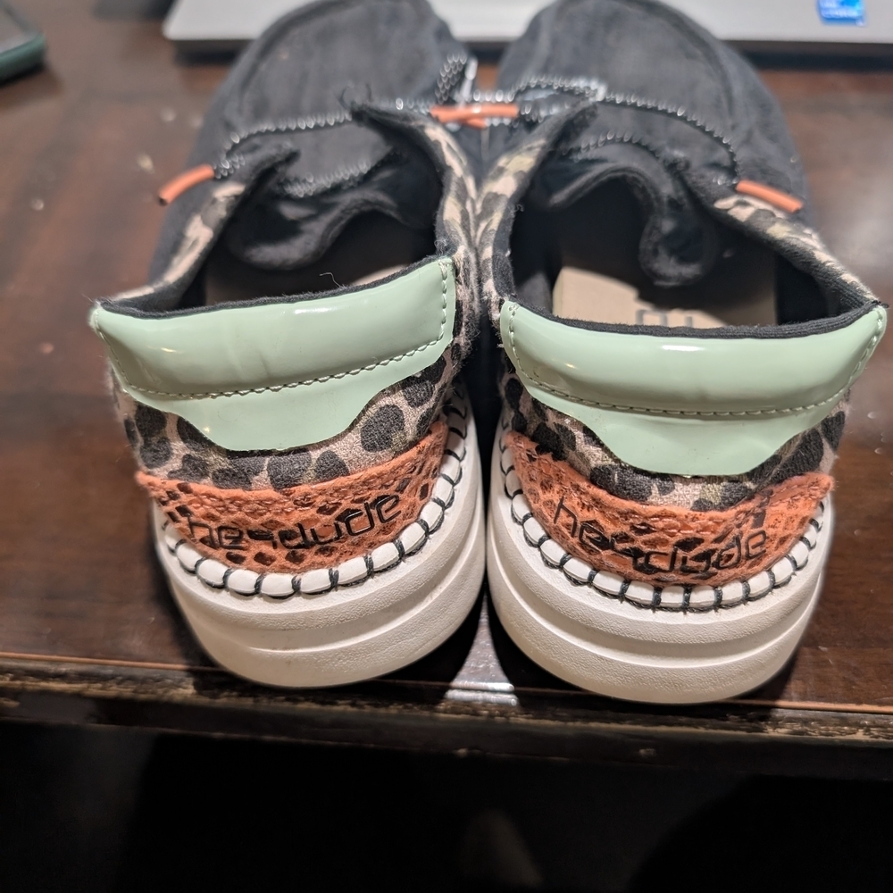Hey Dude Women's Leopard Print Shoes - Black and Mint